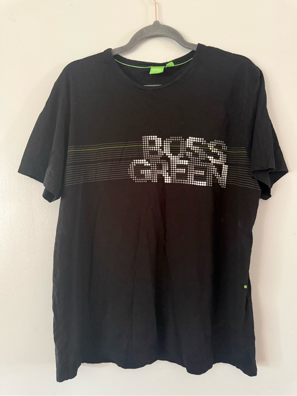 HUGO BOSS Green Label Men’s Graphic Logo T-Shirt Black Size L Luxury Sportswear